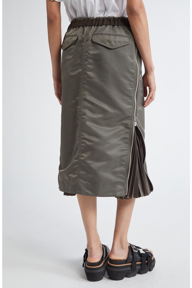 Insulated Nylon Twill Midi Skirt, Alternate, color, TAUPE 550