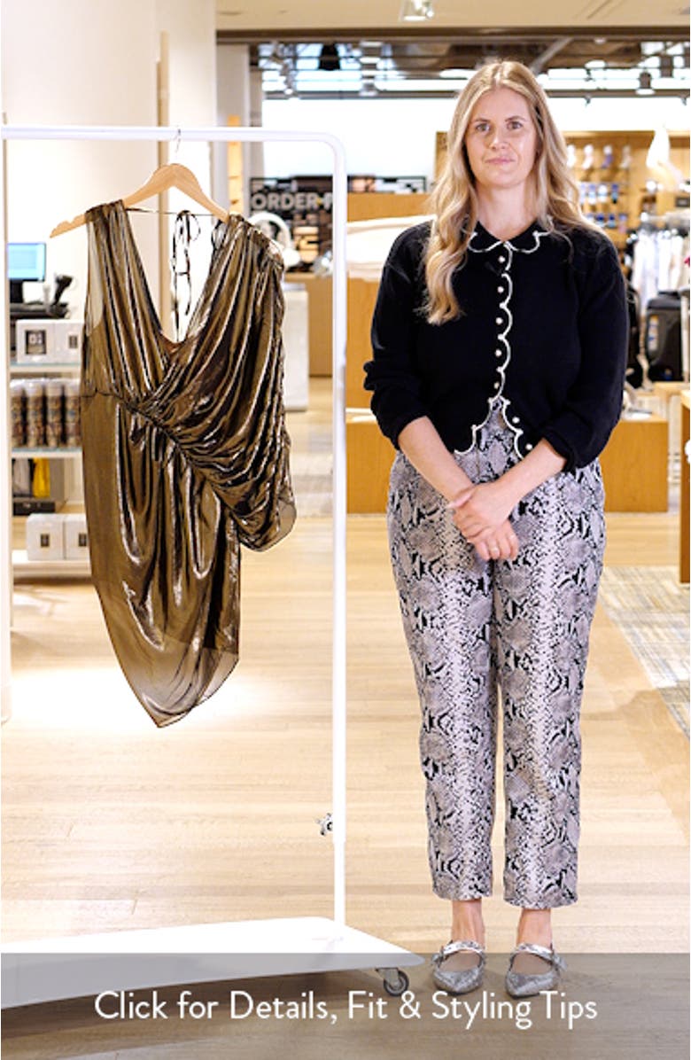 Gleaming Metallic Single Long Sleeve Mini Cocktail Dress, sales video thumbnail