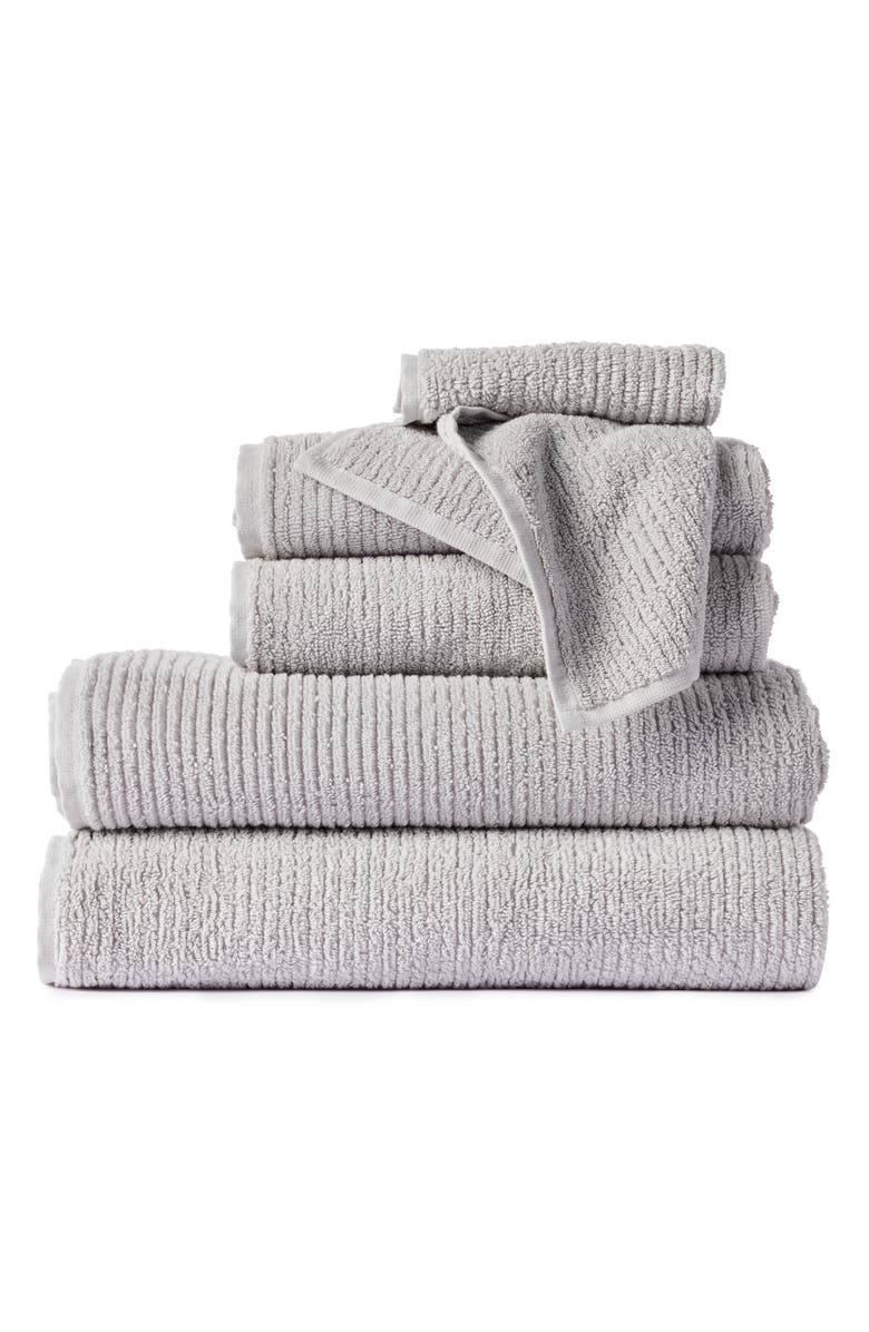Coyuchi Temescal 6-Piece Organic Cotton Bath Towel, Hand Towel & Washcloth Set, Main, color, Seal