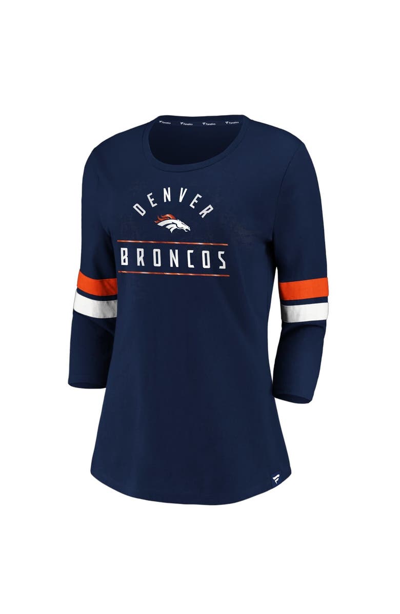 FANATICS Women's Fanatics Navy/Orange Denver Broncos Iconic Stripe 3/4 Sleeve T-Shirt, Alternate, color, 