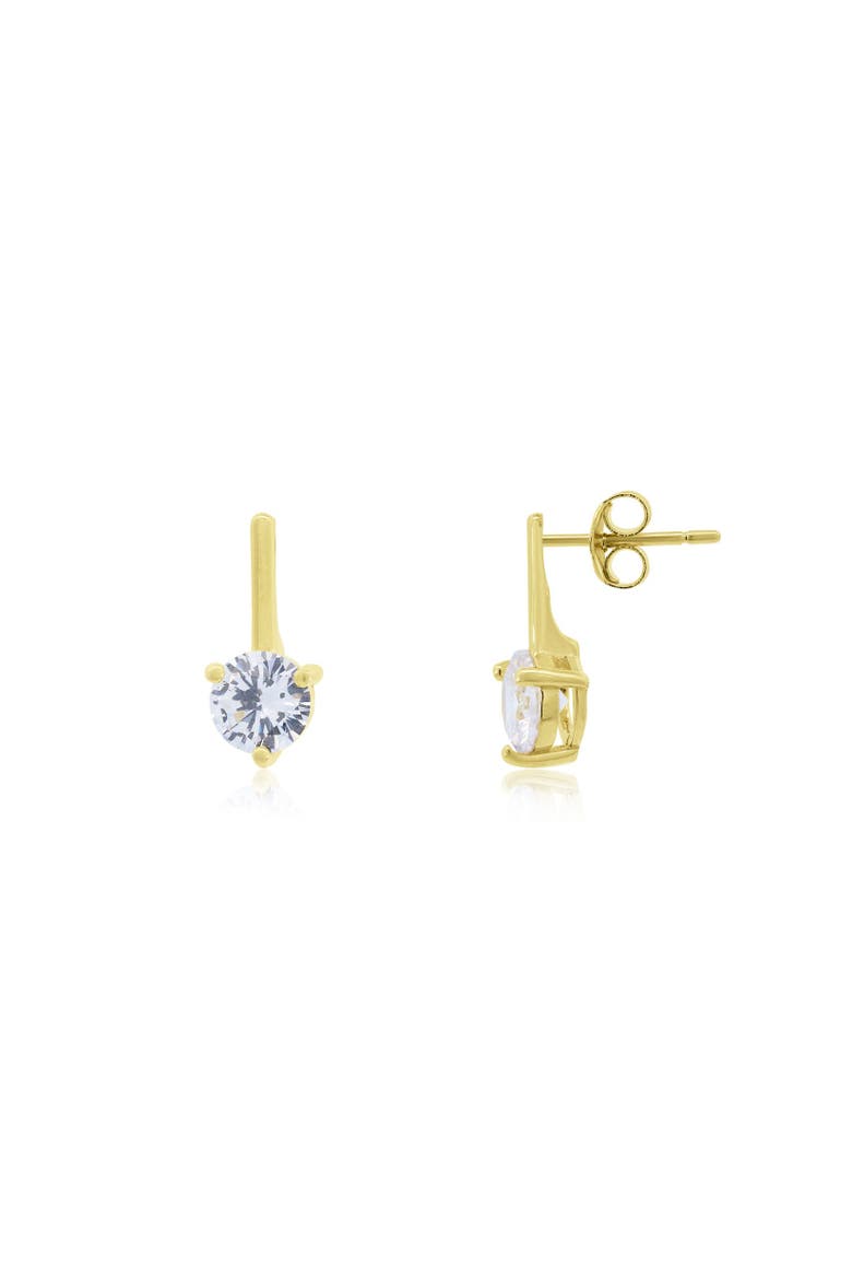 CZ Round Drop Earrings, Main, color, Gold Plated Sterling Silver