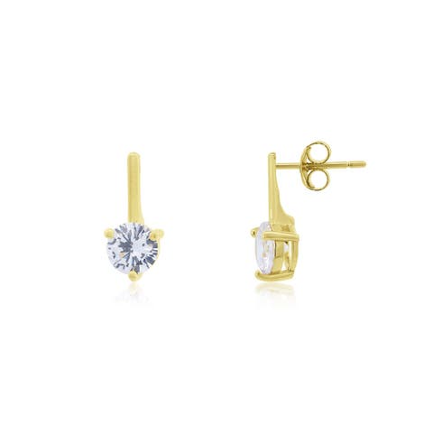 CZ Round Drop Earrings