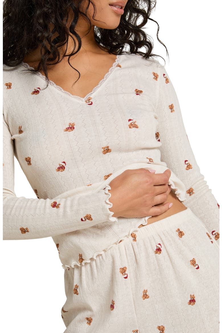 Pointelle Pyjama Set, Alternate, color, White Teddy Bear