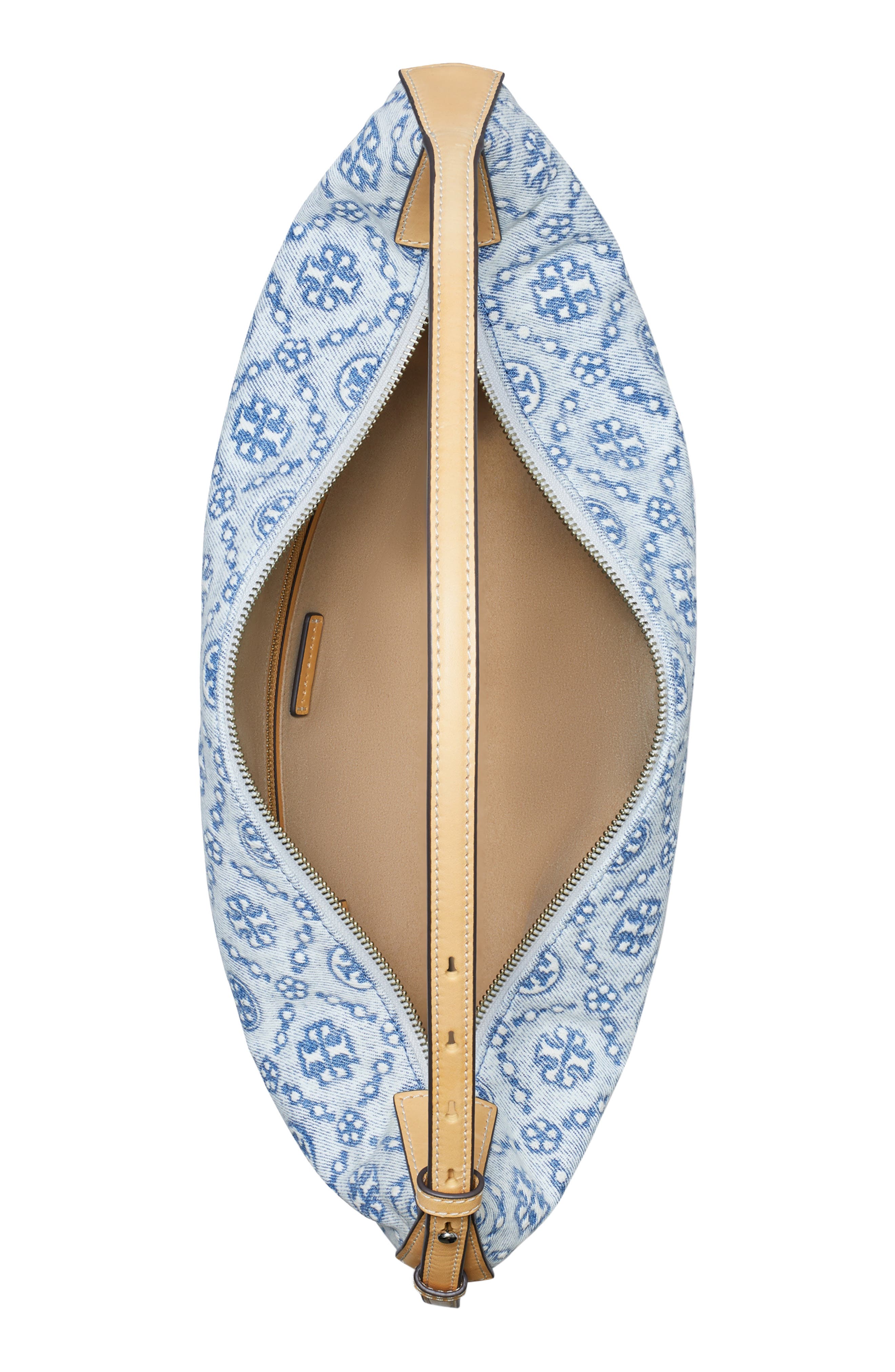 Tory Burch T Monogram Denim Shoulder Bag, Alternate, color, 