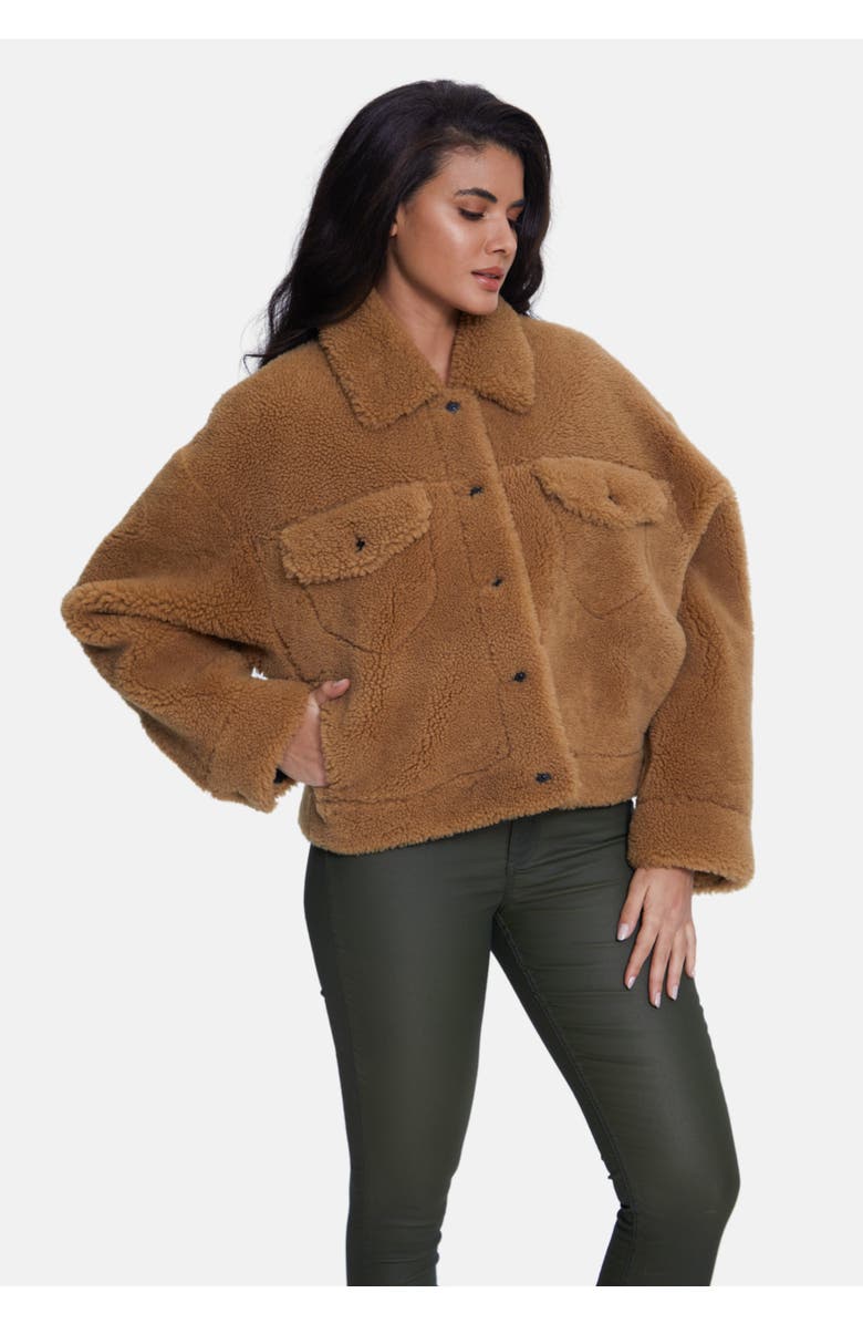 Furniq UK Louisa Teddy Jacket, Alternate, color, Brown