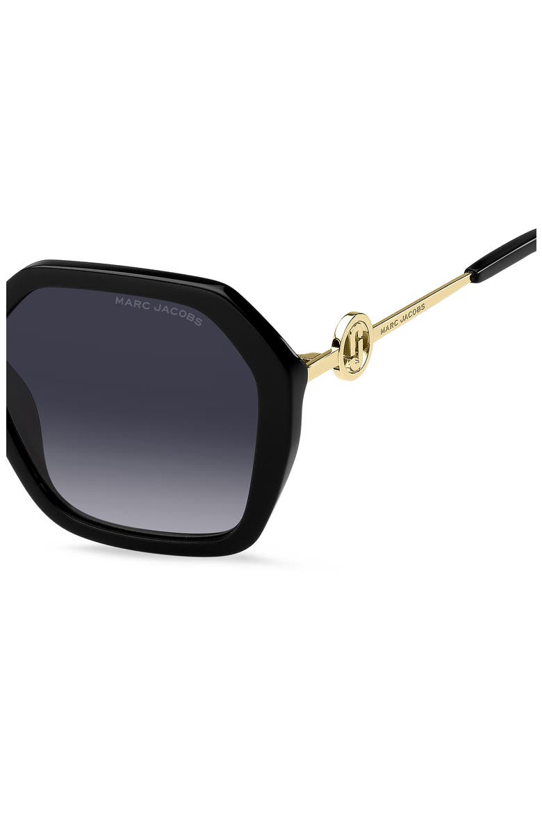 57mm Gradient Square Sunglasses, Alternate, color, BLACK