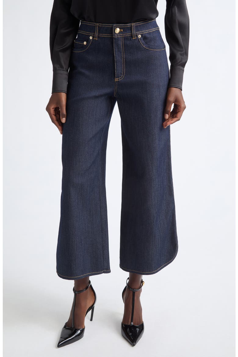 Delphy High Waist Crop Wide Leg Jeans, Main, color, INDIGO