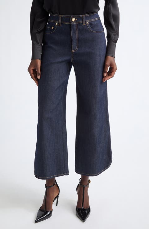 Delphy High Waist Crop Wide Leg Jeans