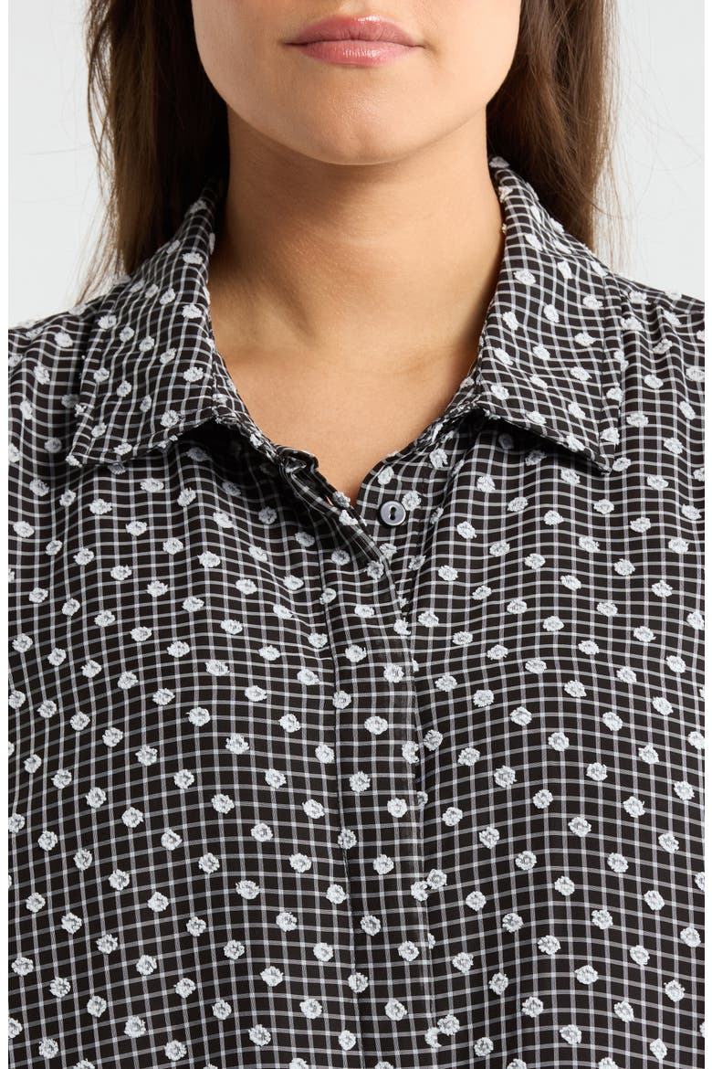 Plaid Dobby Swiss Dot Top, Alternate, color, BLACK/ WHITE PLAID