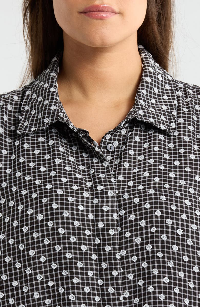 Liverpool Plaid Dobby Swiss Dot Top, Alternate, color, Black/ White Plaid