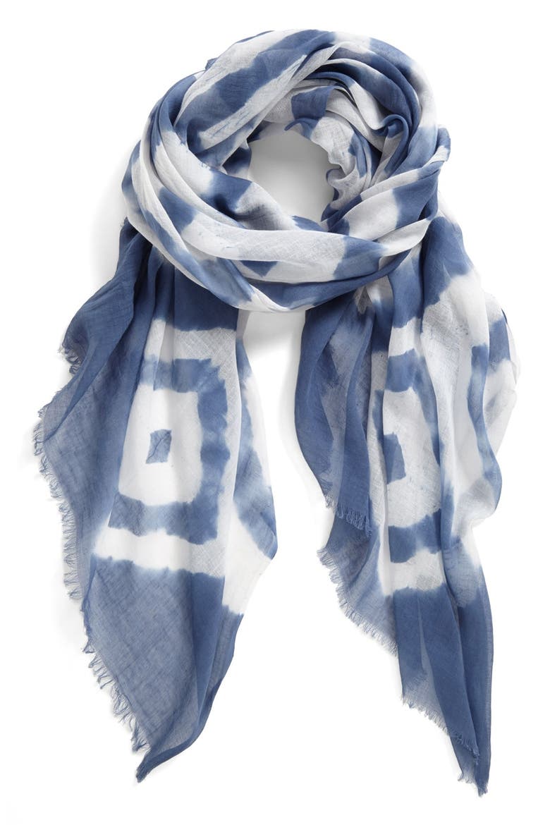Oversized Diamond Tie Dye Scarf, Main, color, FRENCH BLUE