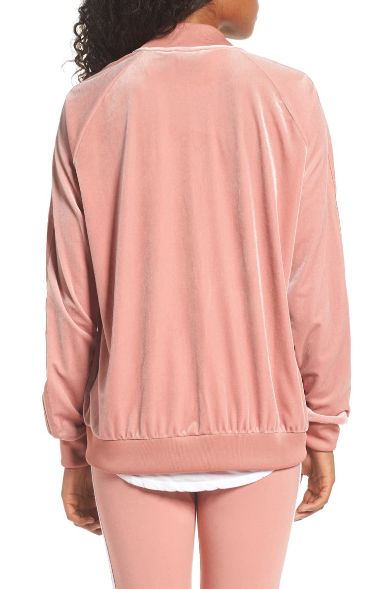adidas Originals Velvet Zip Sweatshirt, Alternate, color, 