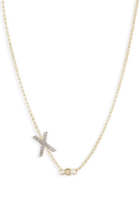 Bezel Diamond Initial Chain Necklace - 0.2ct.