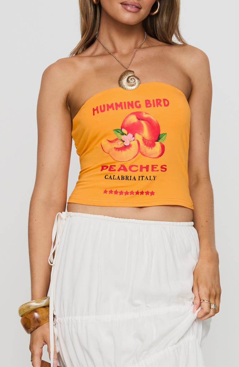Princess Polly Peaches Graphic Tube Top, Main, color, Orange