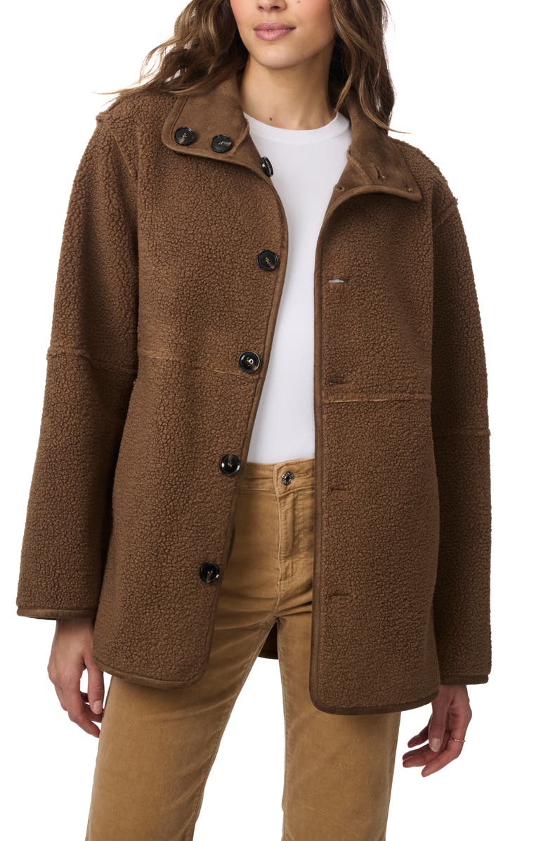 Bernardo Reversible Faux Suede & Faux Shearling Coat, Alternate, color, 