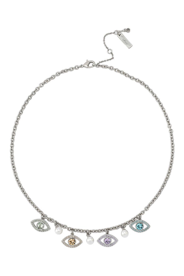 Pavé Evil Eye Charm Necklace, Alternate, color, SILVER MULTI