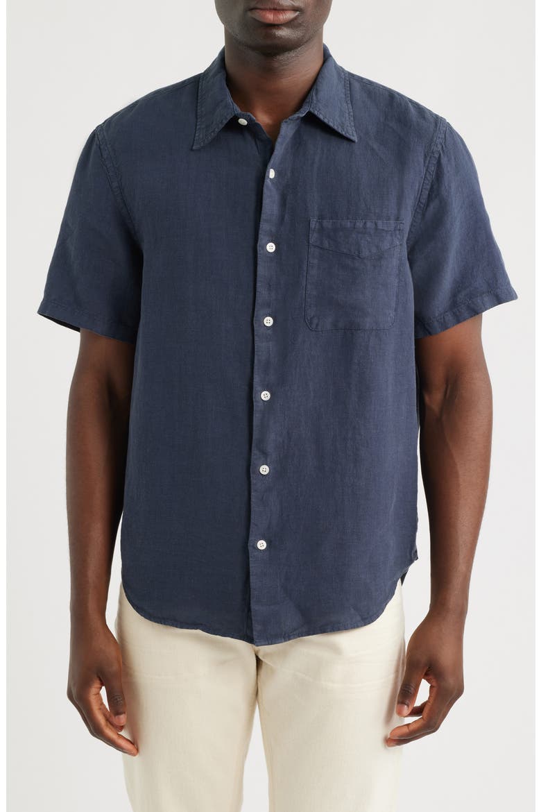 Short Sleeve Linen Shirt, Main, color, INK