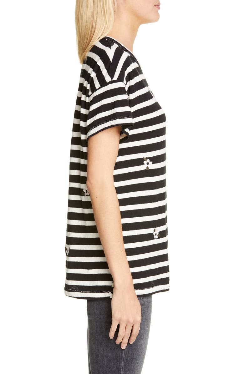 THE GREAT. The Boxy Crew Embroidered Tee, Alternate, color, 