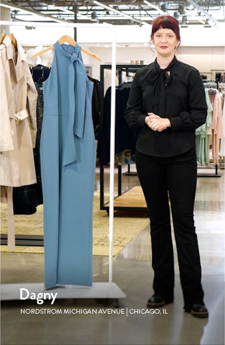 Bow Neck Stretch Crepe Jumpsuit, sales video thumbnail