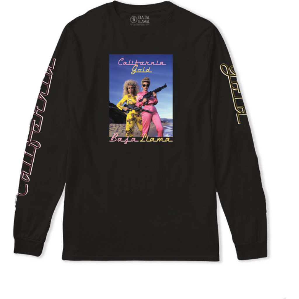 Baja Llama California Gold - Long Sleeve Primo Graphic Tee in Black  product