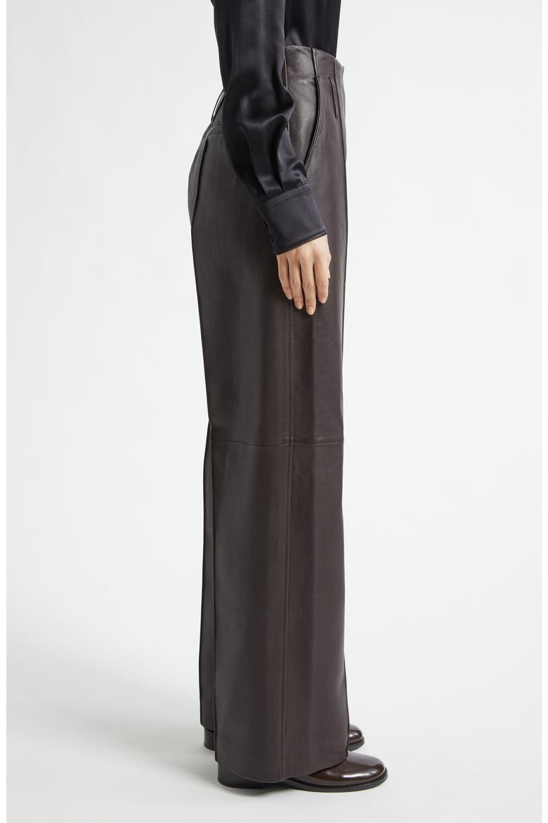 Liam Pintuck Wide Leg Leather Pants, Alternate, color, BORDEAUX