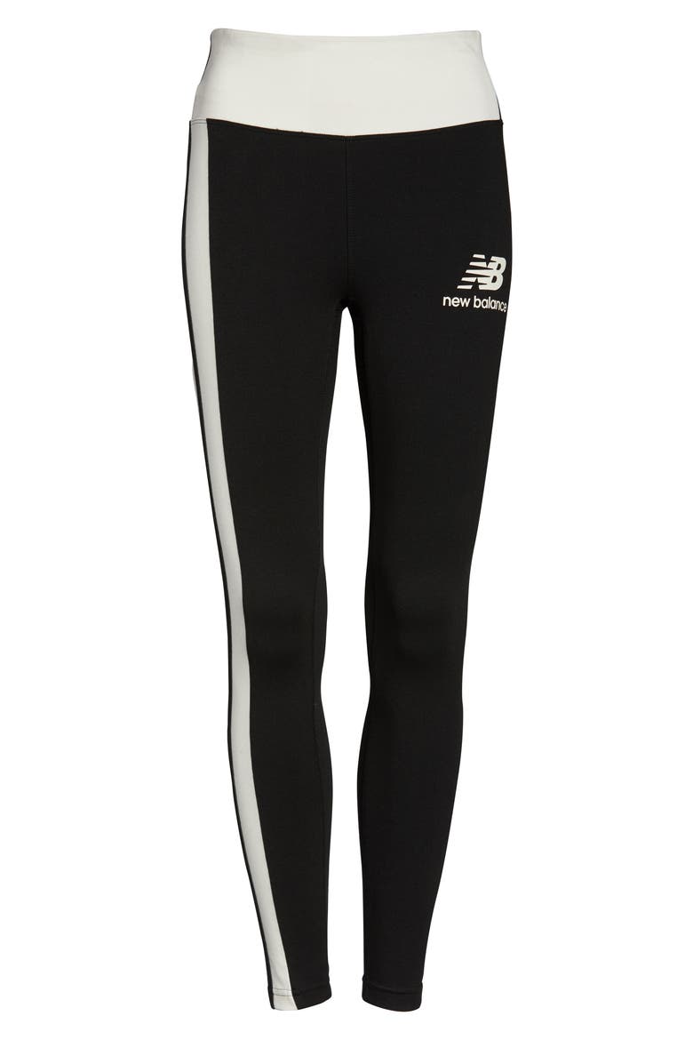 Relentless High Waist 7/8 Run Tights, Alternate, color, BLACK/ WHITE