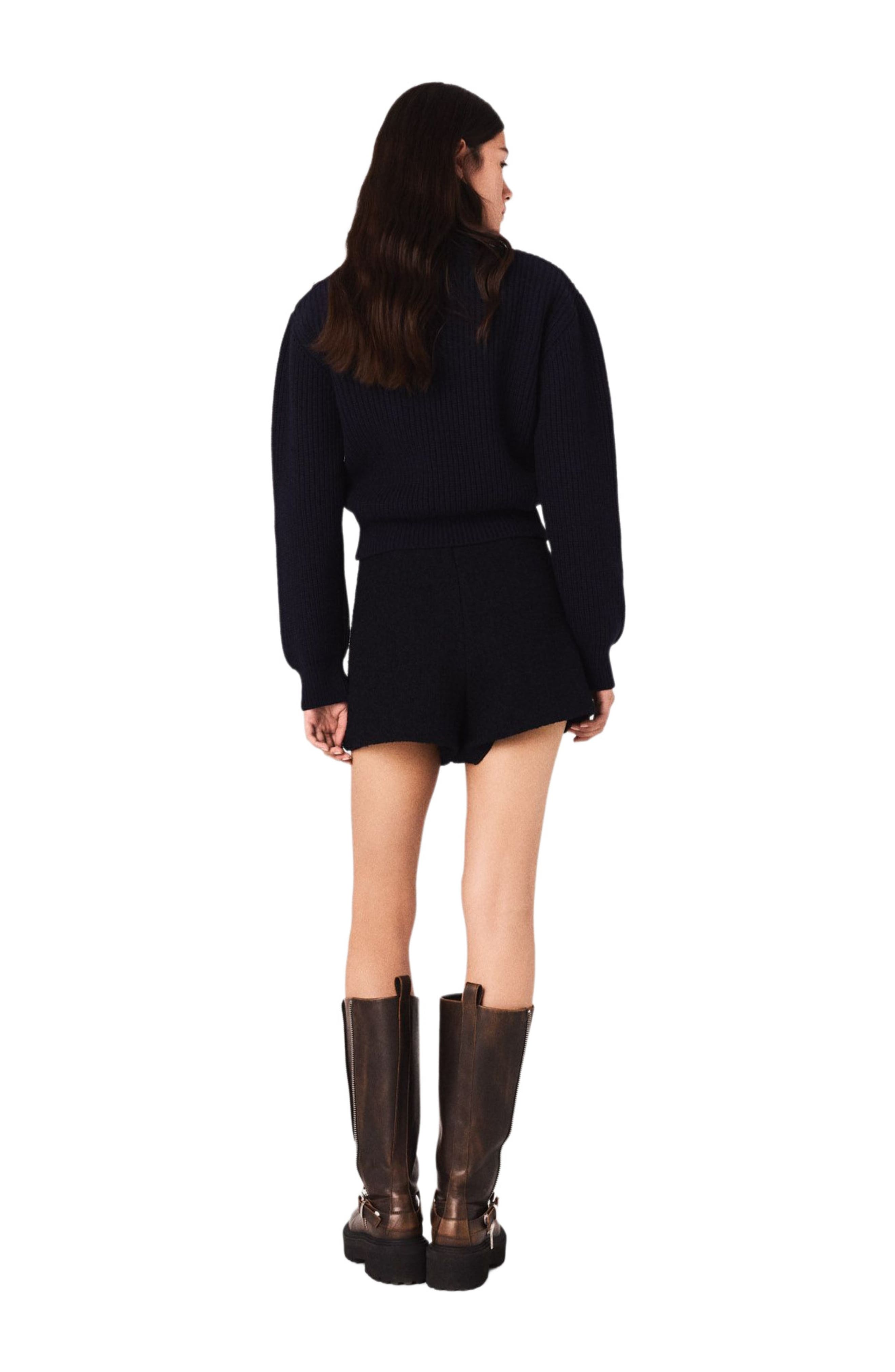 Tweed shorts with contrast band - image 2