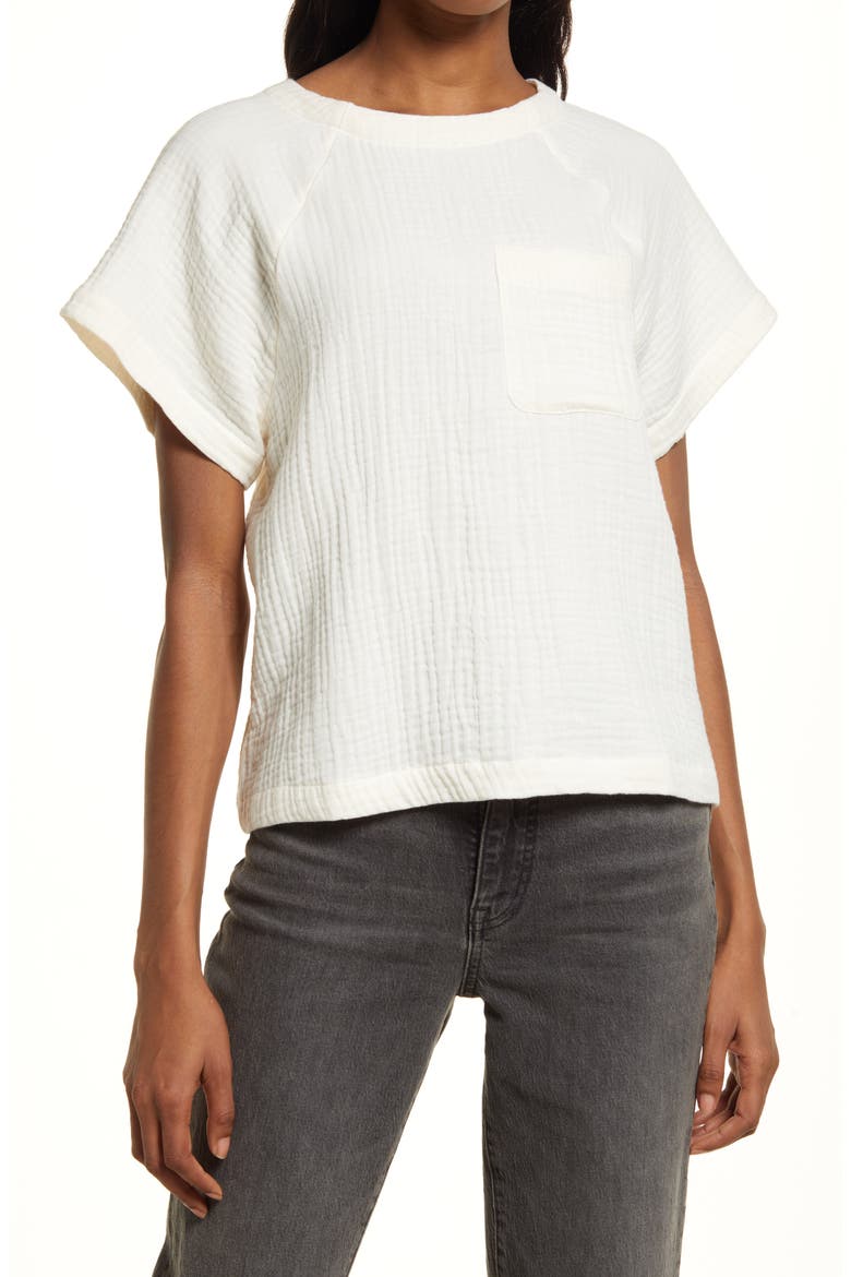 Asha Cotton Gauze Blouse, Main, color, LIGHTHOUSE