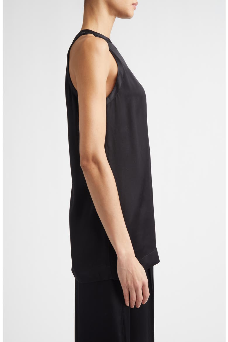 Curved Satin Tank, Alternate, color, BLACK