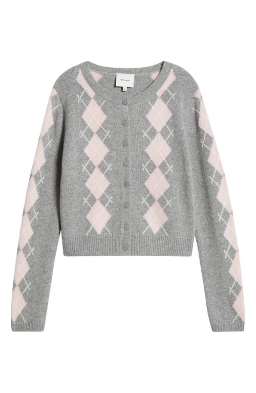 Reformation Clara Cashmere & Wool Crew Cardigan In Husky Multi Argyle