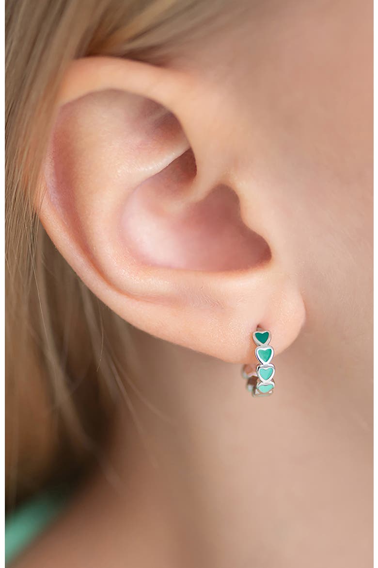 Heart Cascade Huggie Hoops, Alternate, color, Green