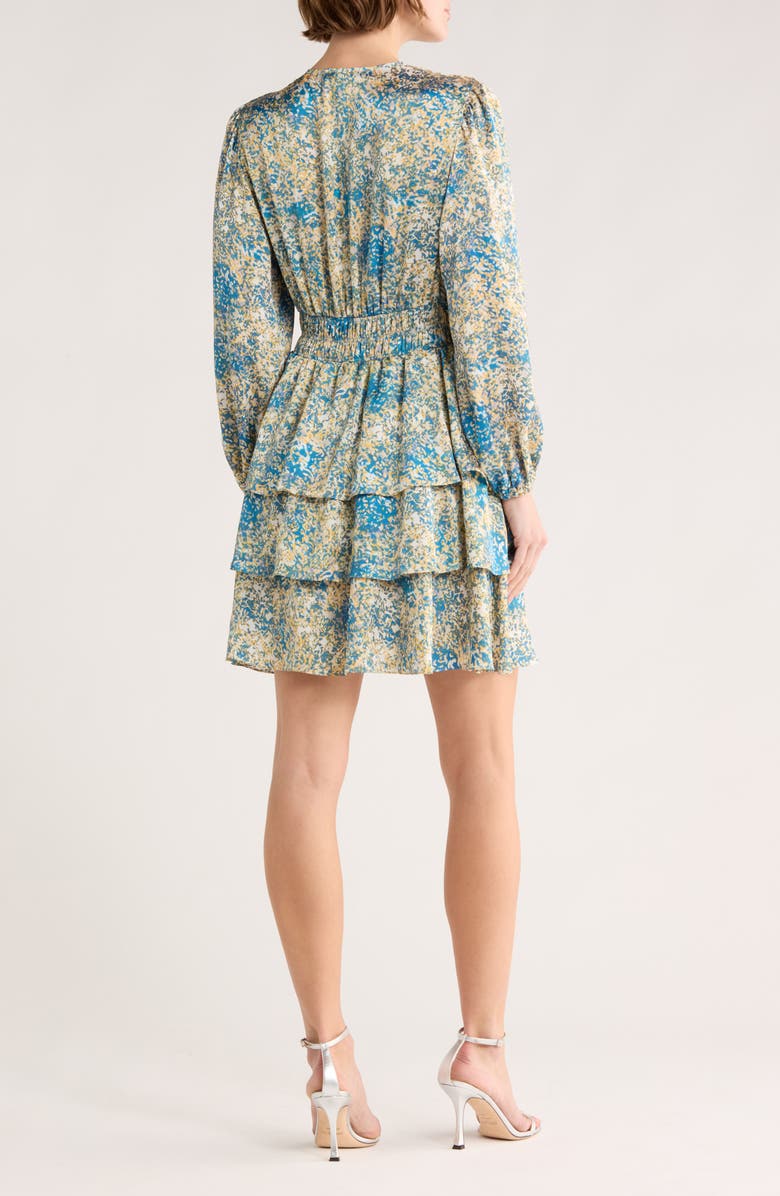 maje Ritaca Long Sleeve Dress, Alternate, color, Imprime Abstrait Bleu