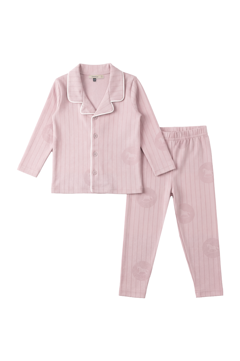 Lapel Pajama Set, Collared Button Up Top and Elastic Waist Pants, Main, color, Petal