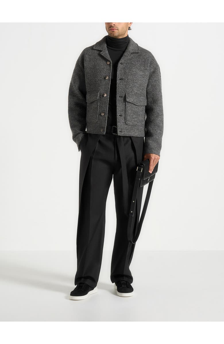 Manière De Voir Aurel Wool Jacket With Revere Collar, Alternate, color, Grey