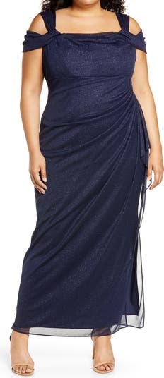 sachin and babi light blue dress Alex Evenings Cold Shoulder Drape Bodice main image 0