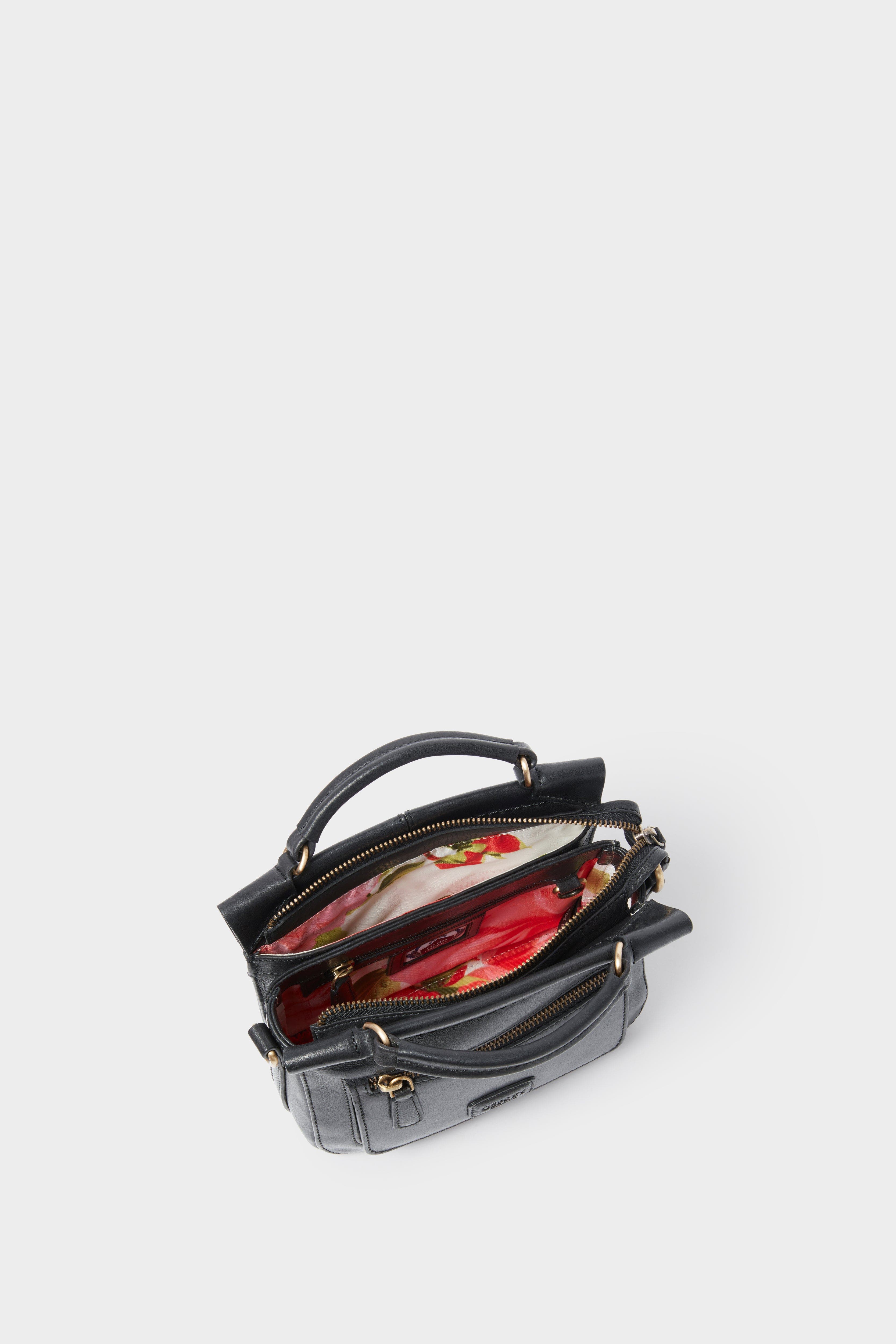 Osprey London The Oxford Micro Leather Crossbody Bag, Alternate, color, Black