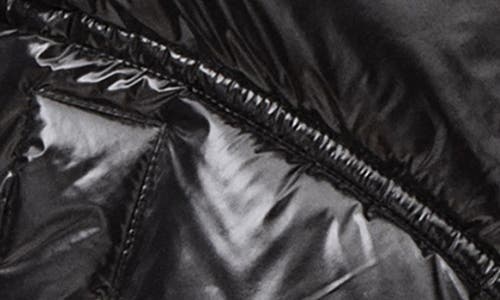 Mango Teen Shiny Chevron Quilted Puffer Coat In Black