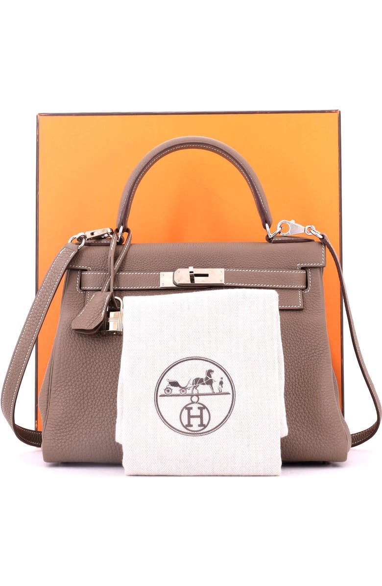 Pre-Owned Hermes Kelly Handbag Grey Togo with Palladium Hardware 28, Alternate, color, Etoupe