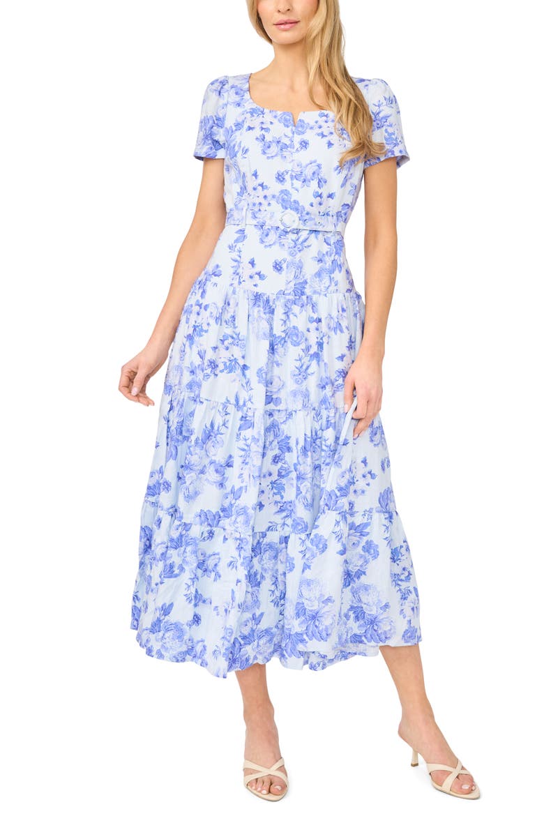 Floral Print Notched Neck Tiered Maxi Dress, Main, color, FRSHLAVENDER