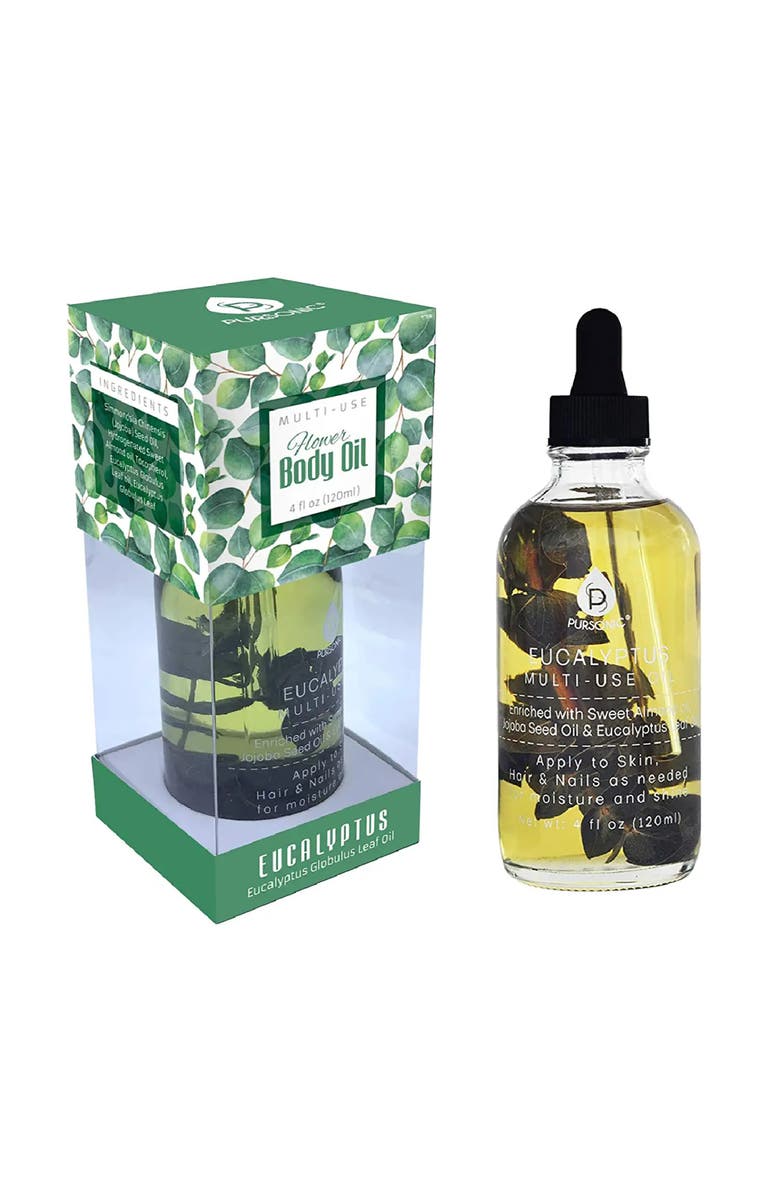 PURSONIC Eucalyptus Flower Multi Use Body Oils 4 Oz, Alternate, color, Green