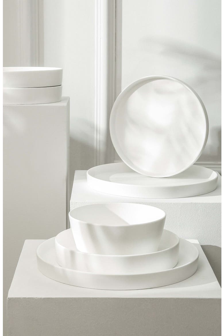 Fosca Bone China 16-Piece Dinnerware Set, Alternate, color, Matte White