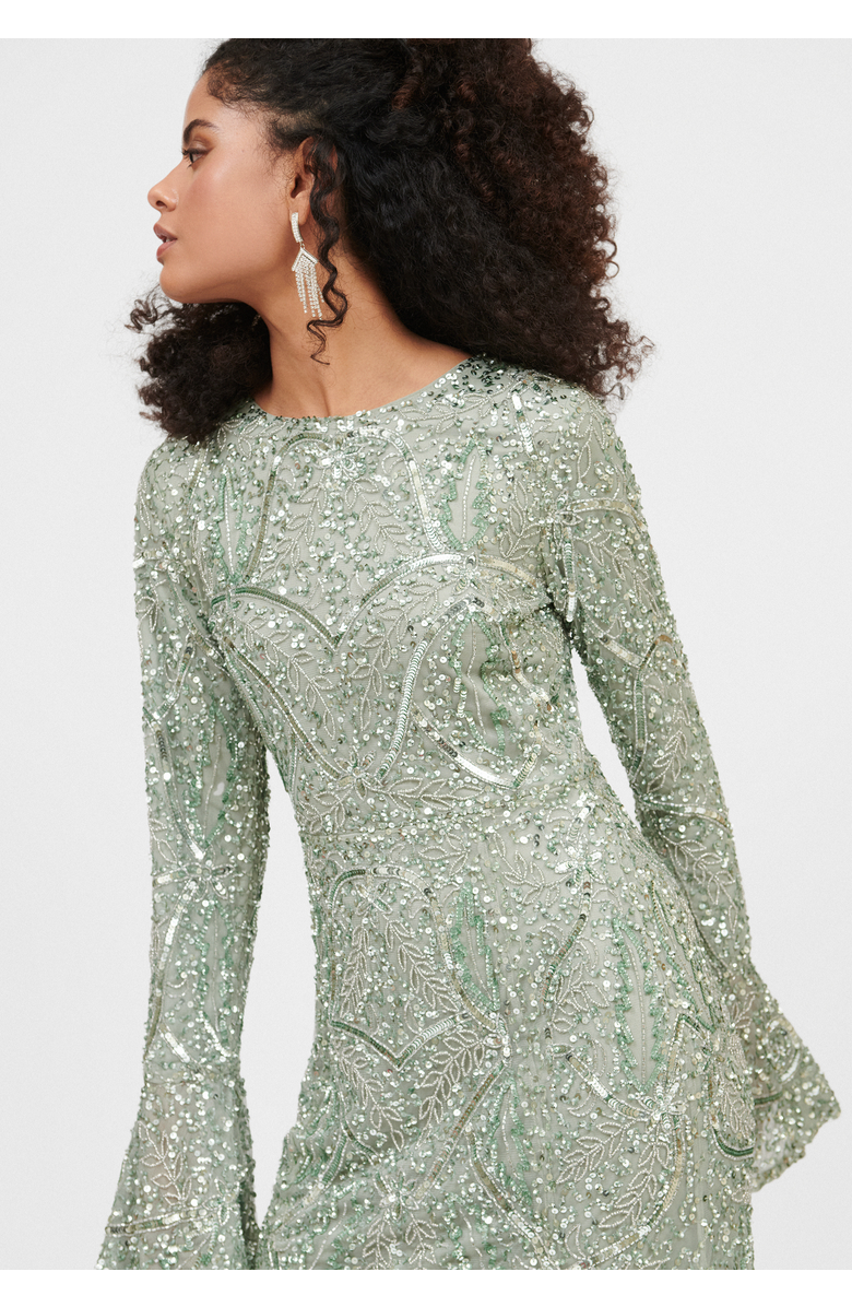MARYISA Occasion Modest Embellished Sequin Beaded Cape Sleeves Evening Maxi Dress, Alternate, color,
