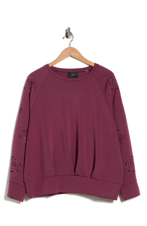 Rose Embroidered Scuba Top (Plus)