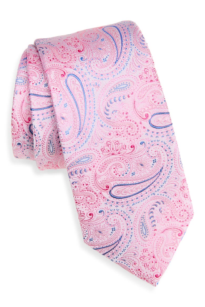 Paisley Silk Tie, Main, color, PINK