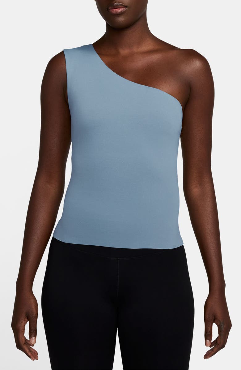 Nike Zenvy Dri-FIT Asymmetrical Tank Top, Main, color, Light Armory Blue/ White