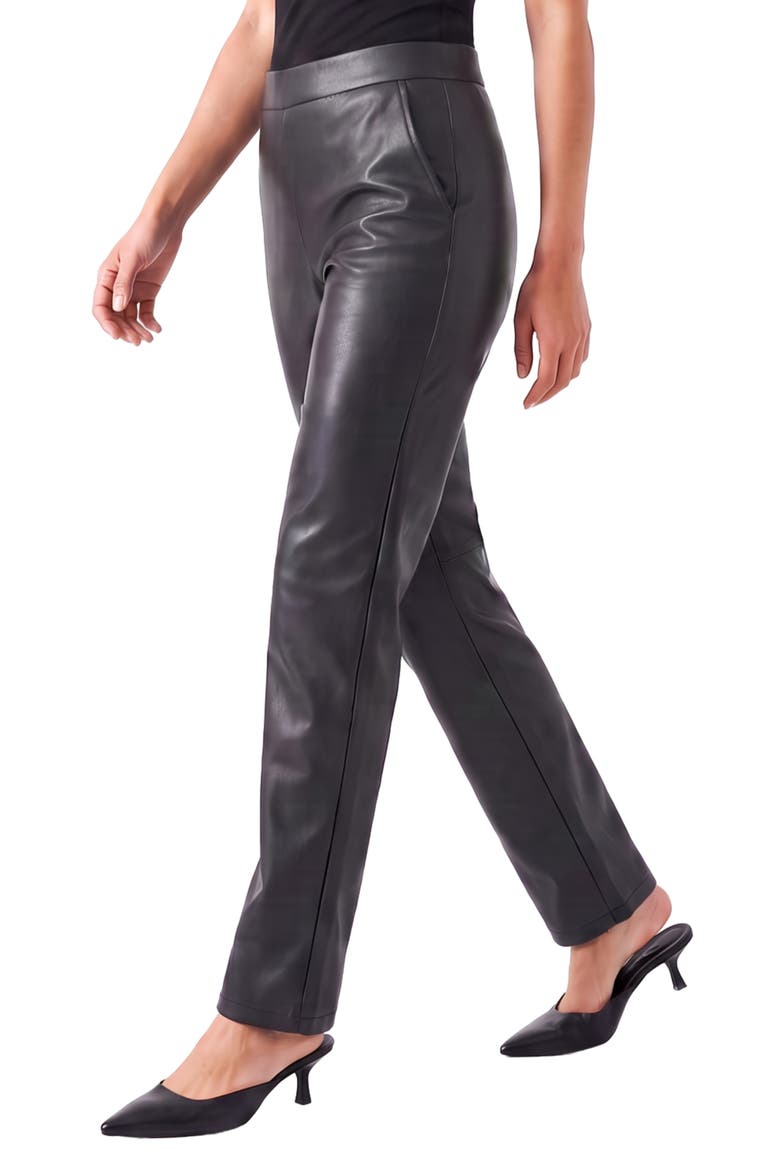 Laurel High Waist Faux Leather Straight Leg Pants, Alternate, color, BLACK