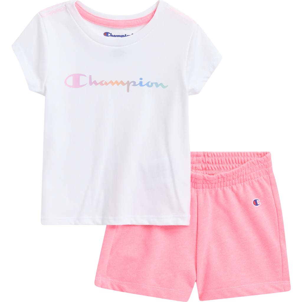 Champion Logo T-shirt & Shorts Set In White