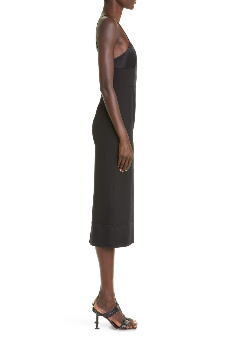 Strappy V-Neck Satin Crepe Dress, Alternate, color, BLACK
