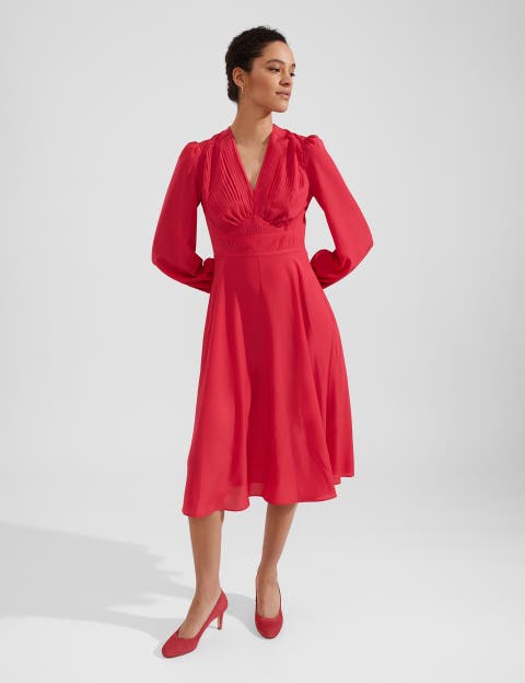 Adrianna Pleated Detail Midi Dress