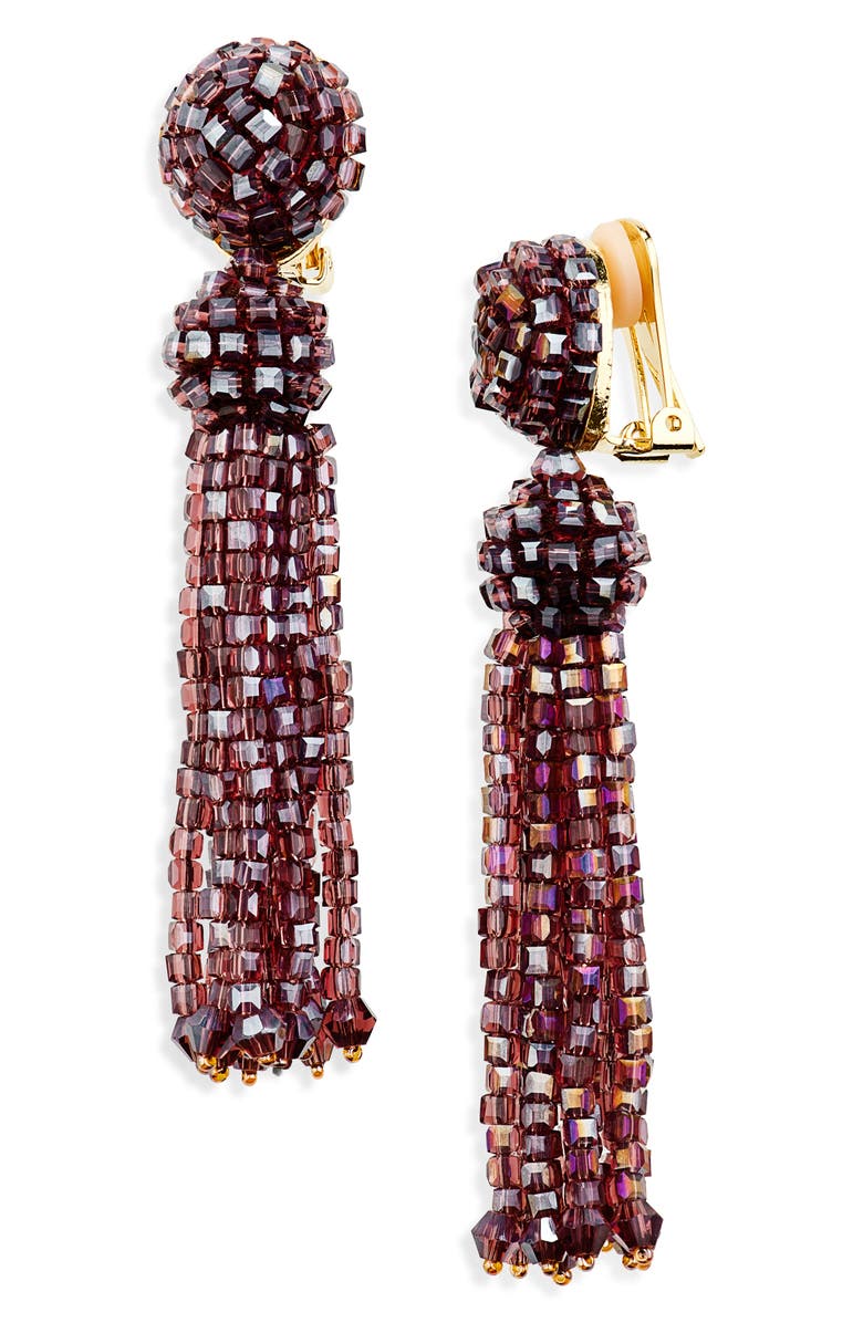 Oscar de la Renta Beaded Tassel Drop Earrings, Main, color,